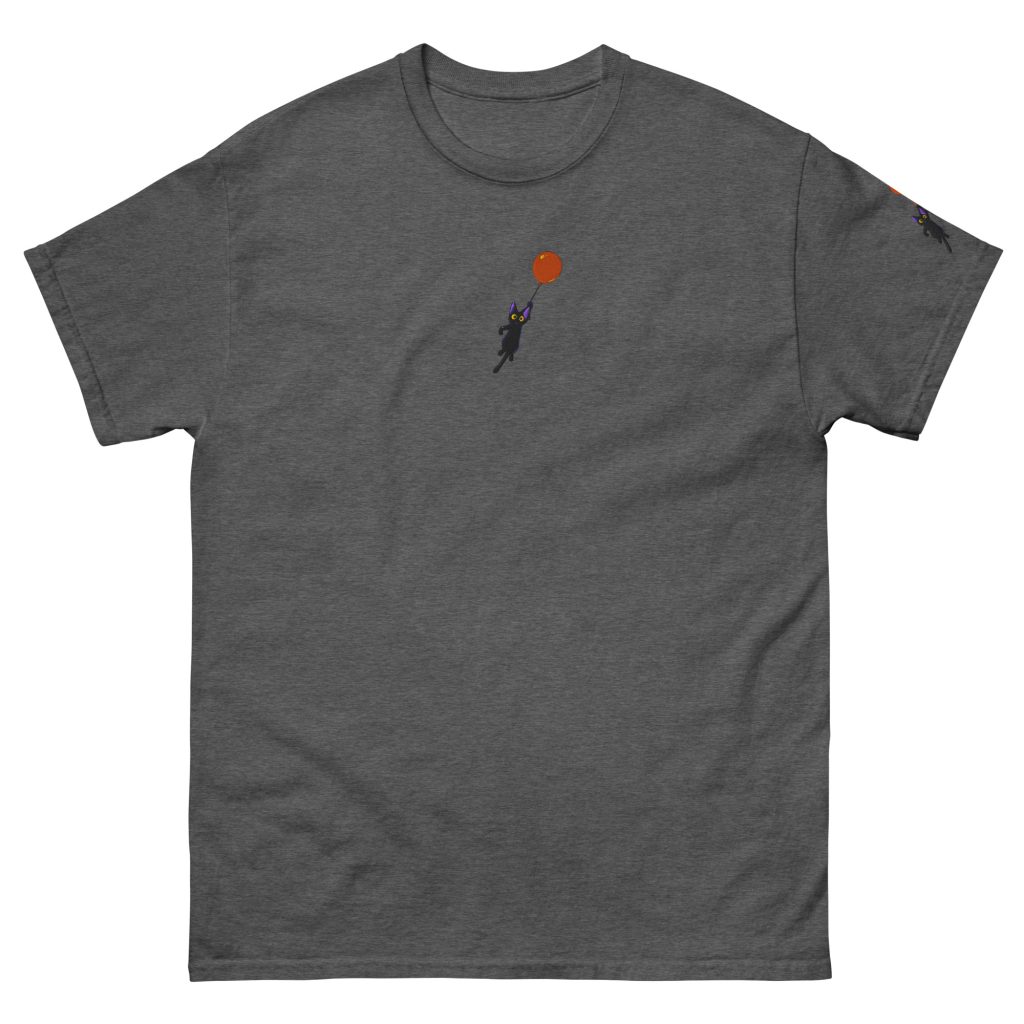 Cat Neko Flying Embroidered Dark Unisex T-shirt