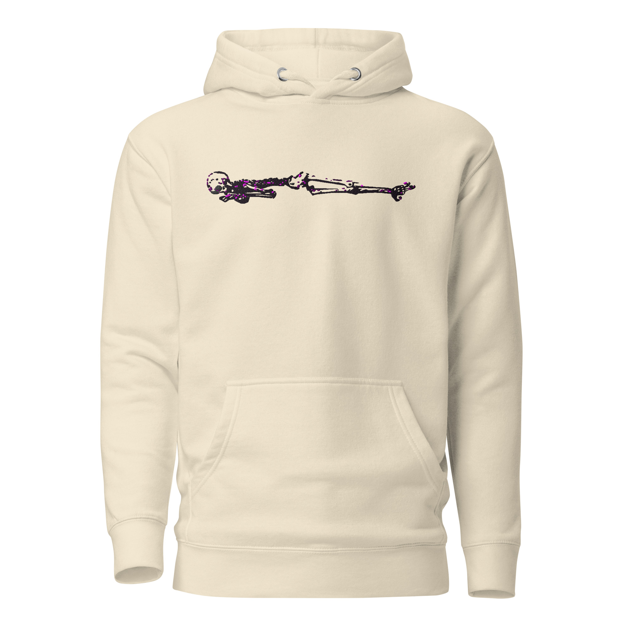 Sleepy Skeleton Embroidery Large center and Back Print Unisex Hoodie 12 Sleepy Skeleton Embroidery Large center and Back Print Unisex Hoodie