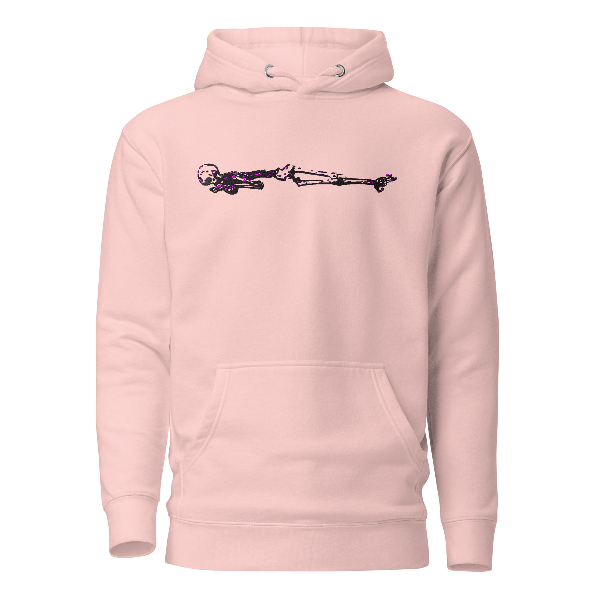 Sleepy Skeleton Embroidery Large center and Back Print Unisex Hoodie 6 Sleepy Skeleton Embroidery Large center and Back Print Unisex Hoodie