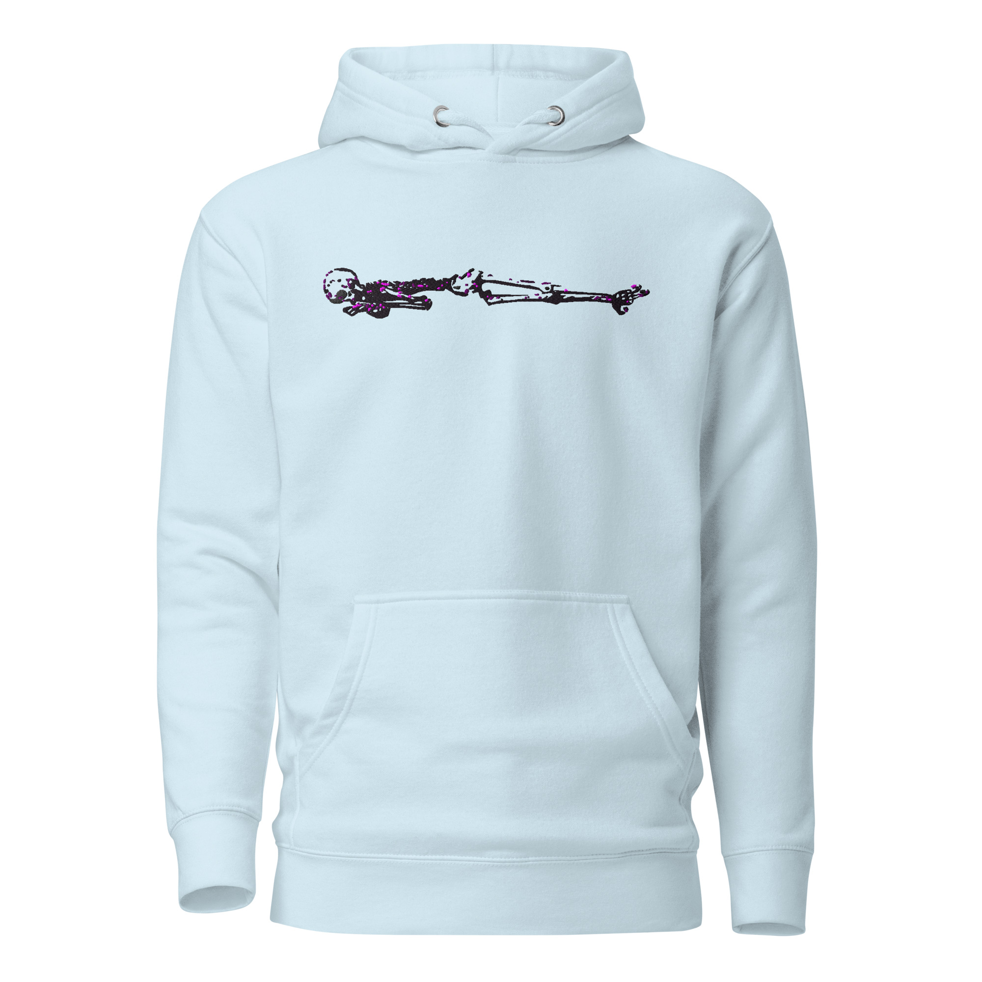 Sleepy Skeleton Embroidery Large center and Back Print Unisex Hoodie 10 Sleepy Skeleton Embroidery Large center and Back Print Unisex Hoodie