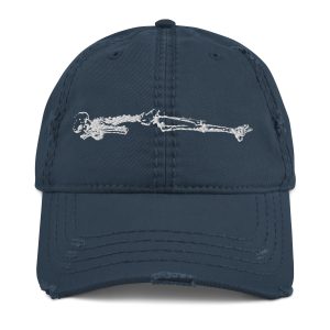 Sleepy Skeleton Front Embroidery Distressed Baseball Hat Sleepy Skeleton Front Embroidery Distressed Baseball Hat