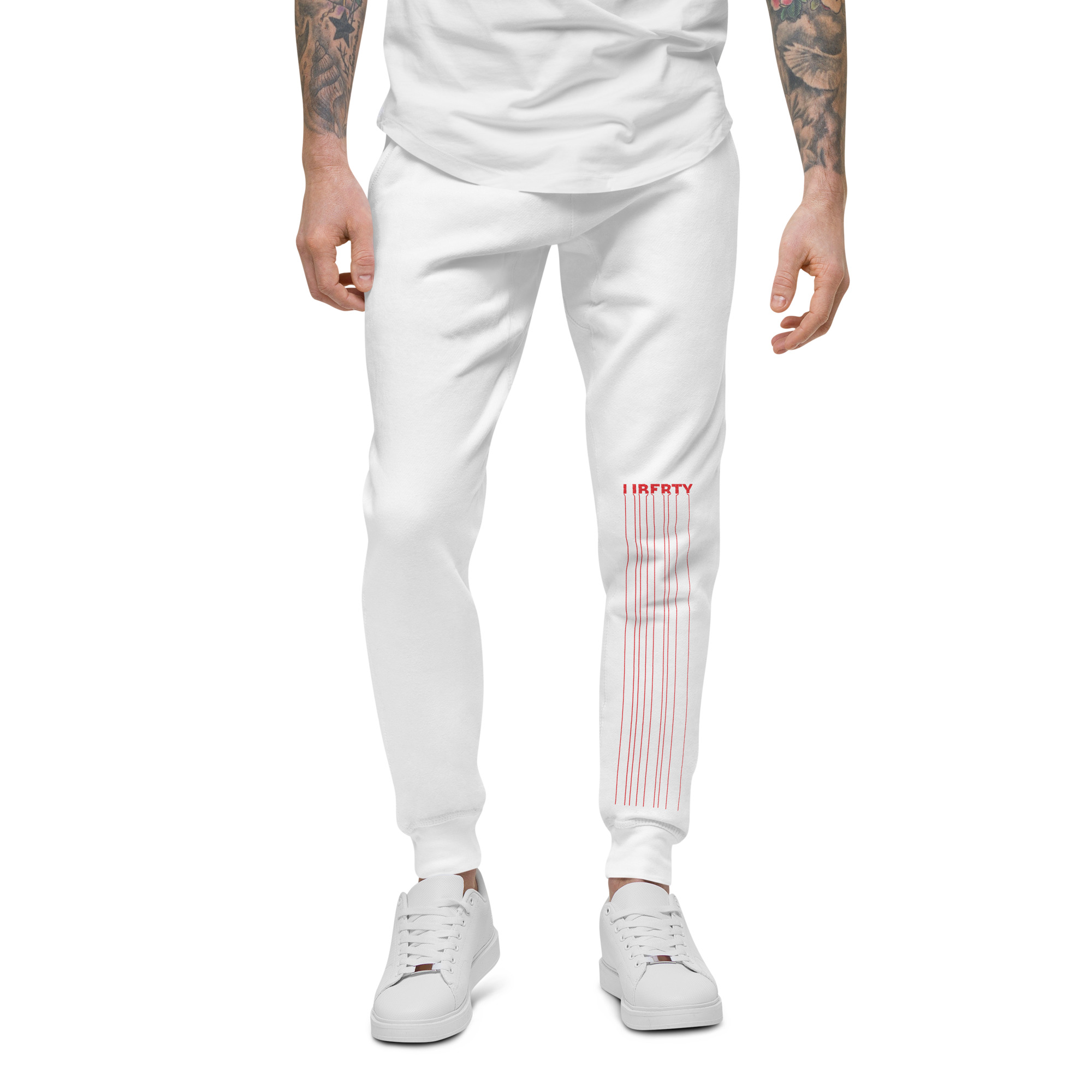 Liberty Unisex Fleece Sweatpants Left front print and Back Right print 29 Liberty Apparel